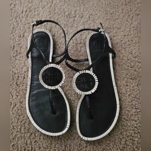 Tory Bunch Women's Size 8 Black & White Sandals